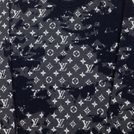 Louis Vuitton Distressed Flock Monogram Sweater in Navy