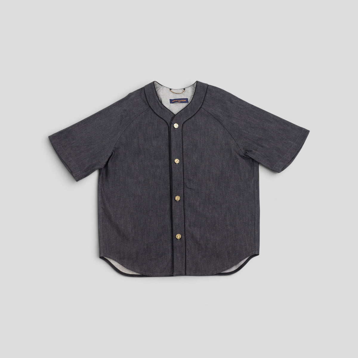 Louis Vuitton Embossed Monogram Baseball Denim Shirt in Black