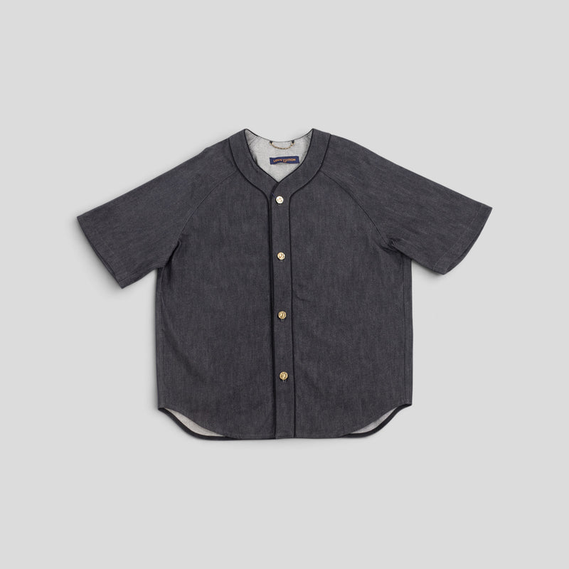 Louis Vuitton Embossed Monogram Baseball Denim Shirt in Black