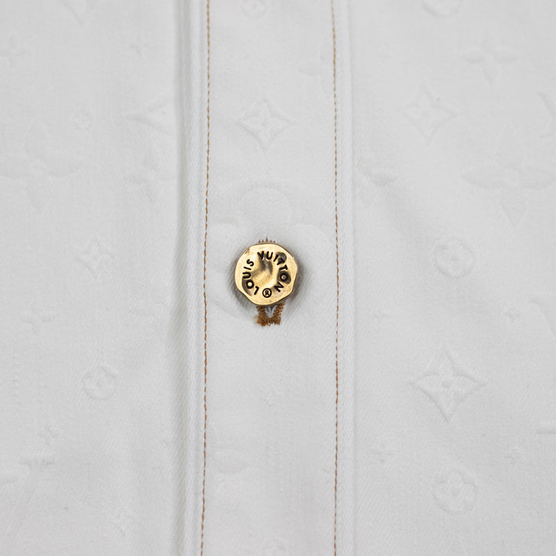 Louis Vuitton Embossed Monogram Baseball Denim Shirt in White
