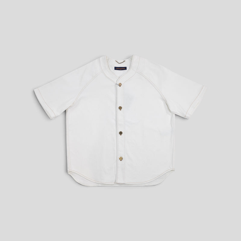 Louis Vuitton Embossed Monogram Baseball Denim Shirt in White