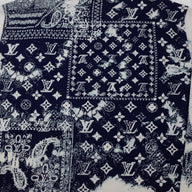 Louis Vuitton Gradient Monogram Bandana Jacquard Crewneck in White/Blue (Copy, stained)