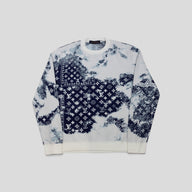 Louis Vuitton Gradient Monogram Bandana Jacquard Crewneck in White/Blue (Copy, stained)