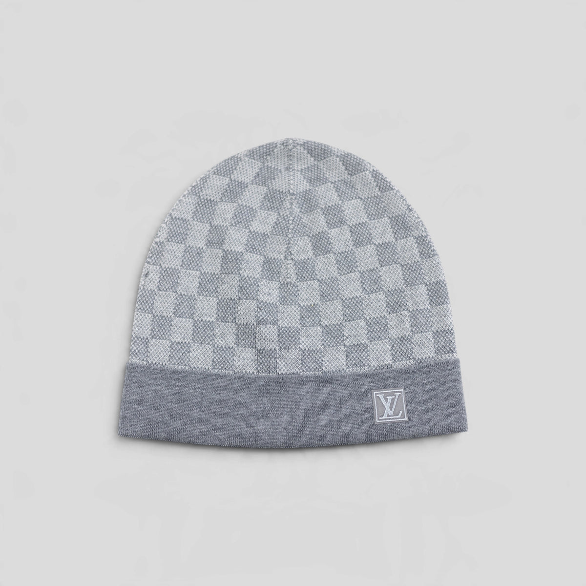 Louis Vuitton LV Embroidered Damier Beanie in Grey