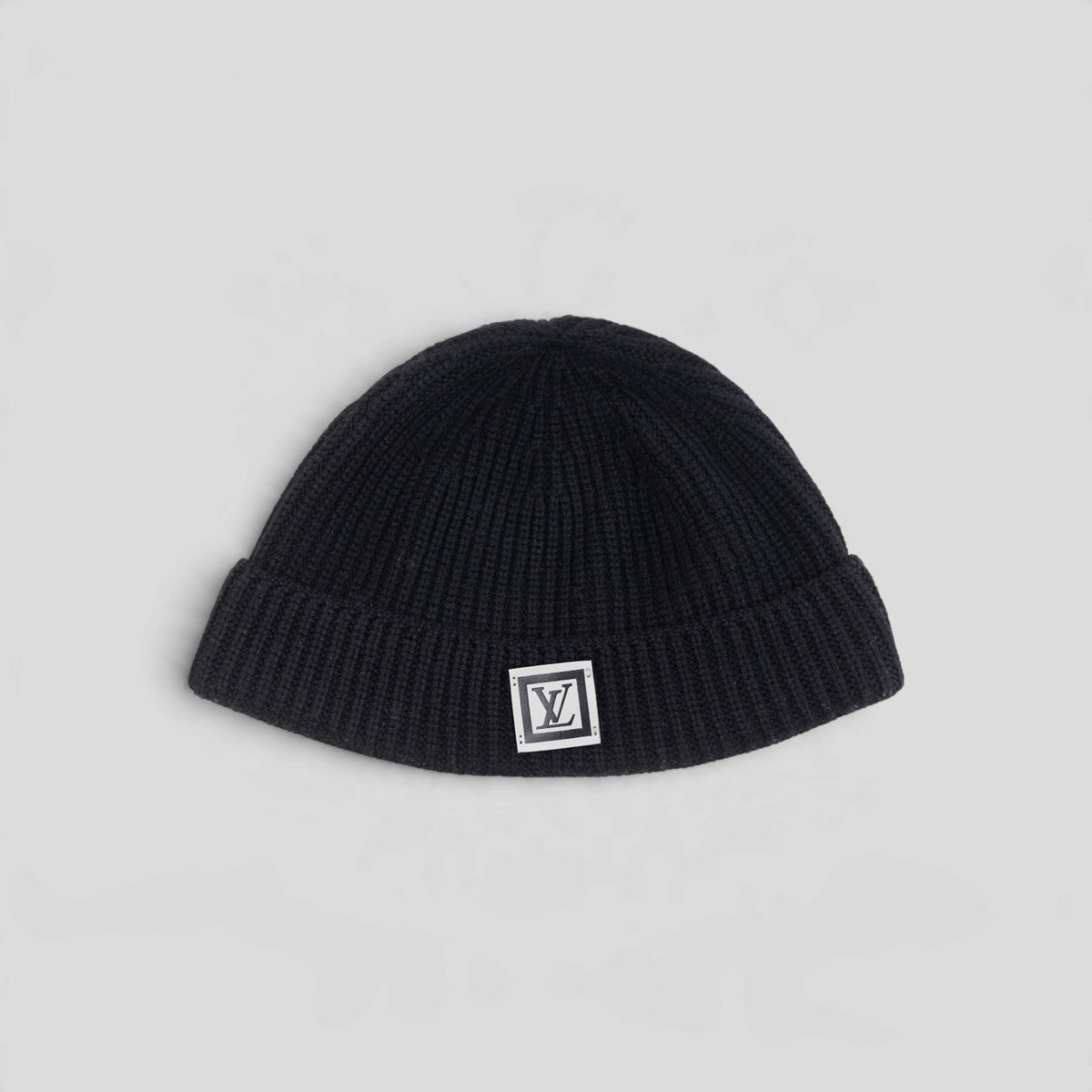 Louis Vuitton LV Leather Patch Beanie in Black