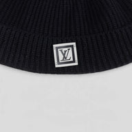 Louis Vuitton LV Leather Patch Beanie in Black