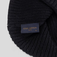 Louis Vuitton LV Leather Patch Beanie in Black