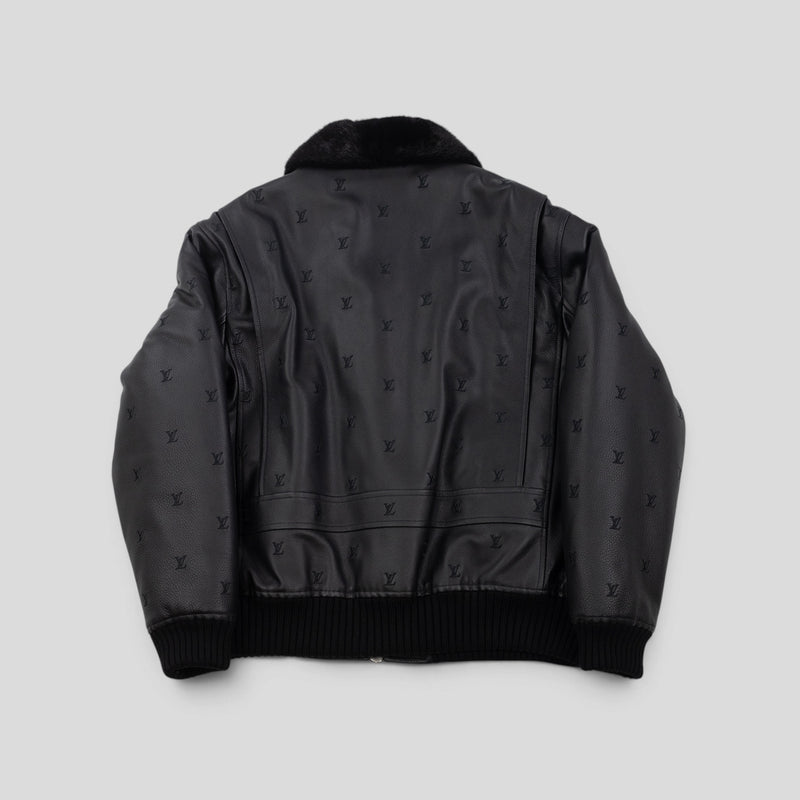 Louis Vuitton Leather Aviator Mink Collar