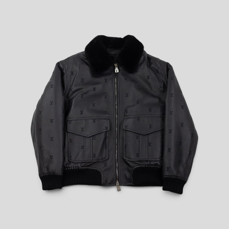 Louis Vuitton Leather Aviator Mink Collar