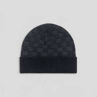 Louis Vuitton Leather Patch Damier Beanie in Black