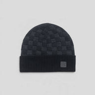 Louis Vuitton Leather Patch Damier Beanie in Black