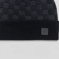 Louis Vuitton Leather Patch Damier Beanie in Black
