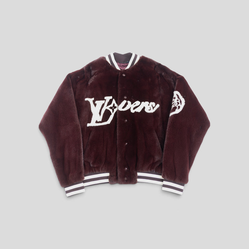 Louis Vuitton Lovers Mink Bomber in Maroon