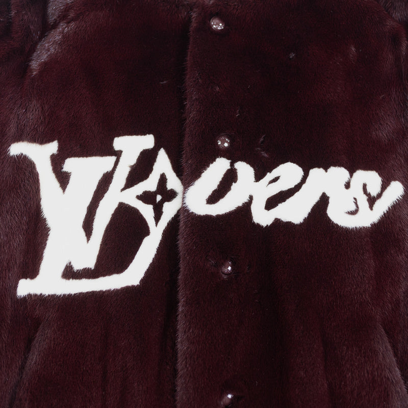 Louis Vuitton Lovers Mink Bomber in Maroon