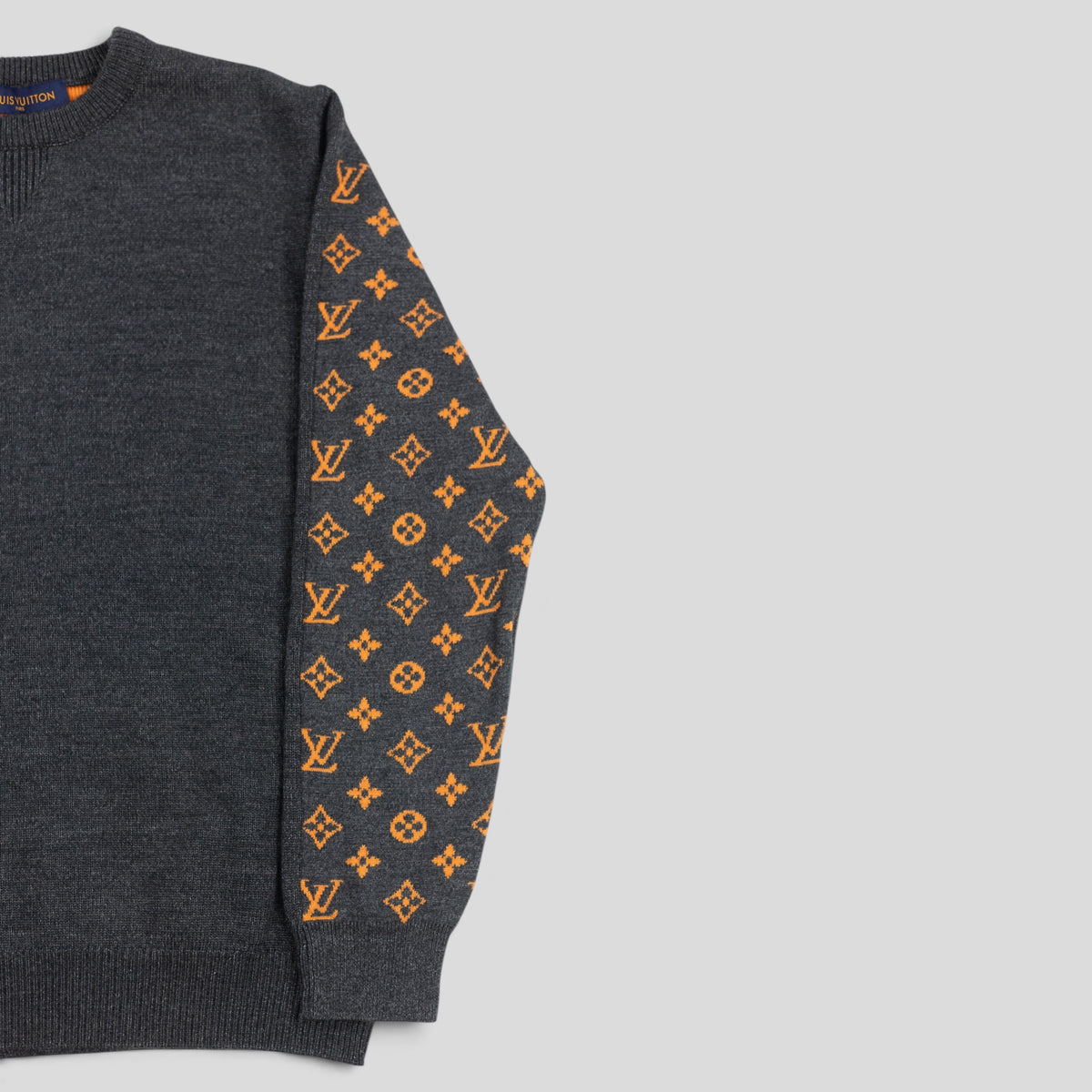 Louis Vuitton Monogram Back Cashmere Sweater in Grey/Orange