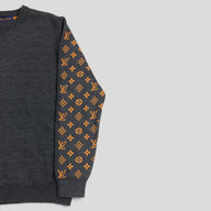 Louis Vuitton Monogram Back Cashmere Sweater in Grey/Orange