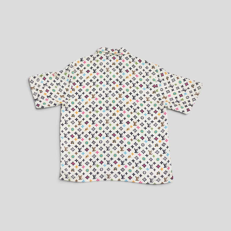Louis Vuitton Monogram Craggy Printed Short-Sleeved Silk Shirt in Beige