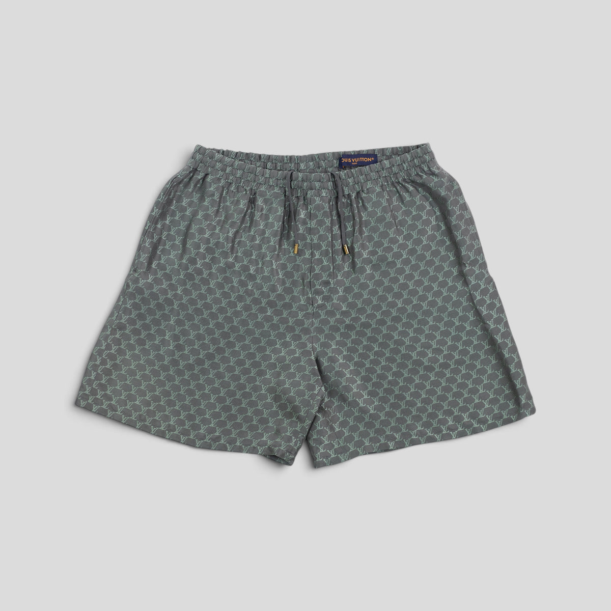 Louis Vuitton Monogram Jacquard Silk Blend Gym Shorts in Grey/Blue