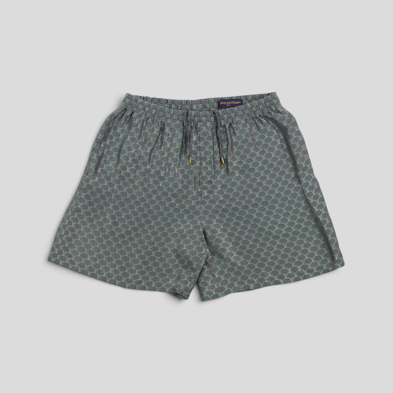 Louis Vuitton Monogram Jacquard Silk Blend Gym Shorts in Grey/Blue