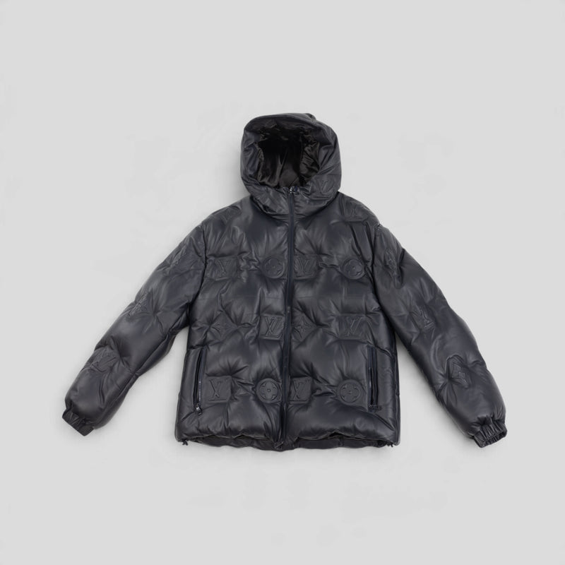 Louis Vuitton Monogram Leather Hooded Down Jacket