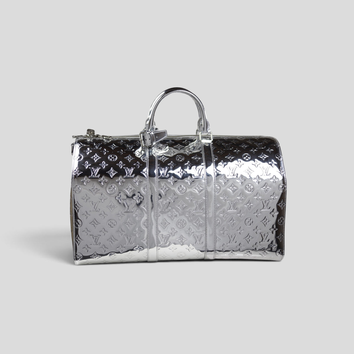 Louis Vuitton Monogram Mirror Keepall Bandouliere 50 in Silver