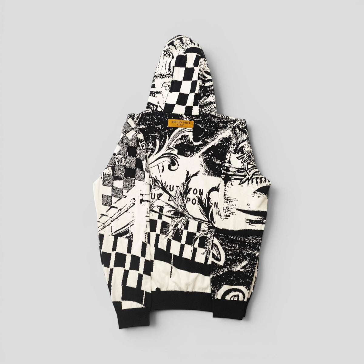 Louis Vuitton Parisian Collage Jacquard Hoodie in White/Black