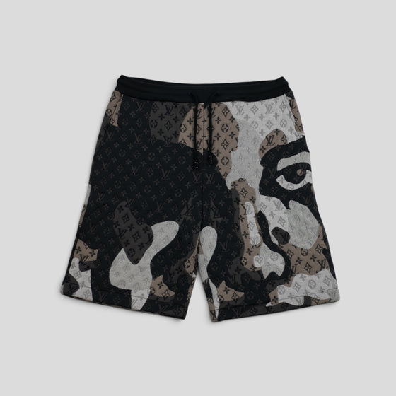 Louis Vuitton Patchwork Portrait Monogram Shorts in Black/Grey/Brown, authenticated Louis Vuitton at CLB XXIII