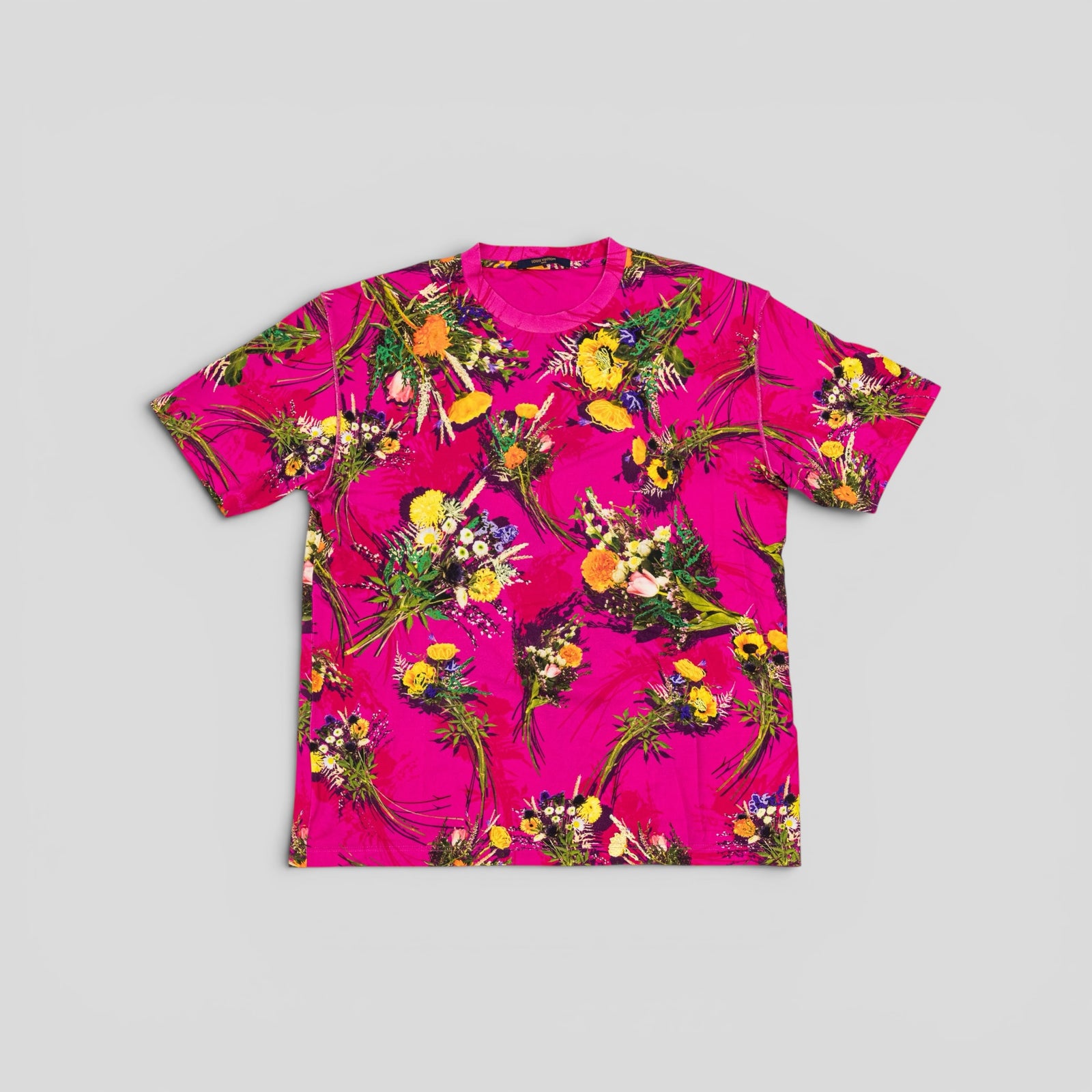 Louis Vuitton Print and Embroidered Flower Tee in Pink/Multicolor