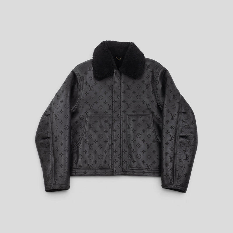 Louis Vuitton Shearling Embossed Monogram Jacket in Black