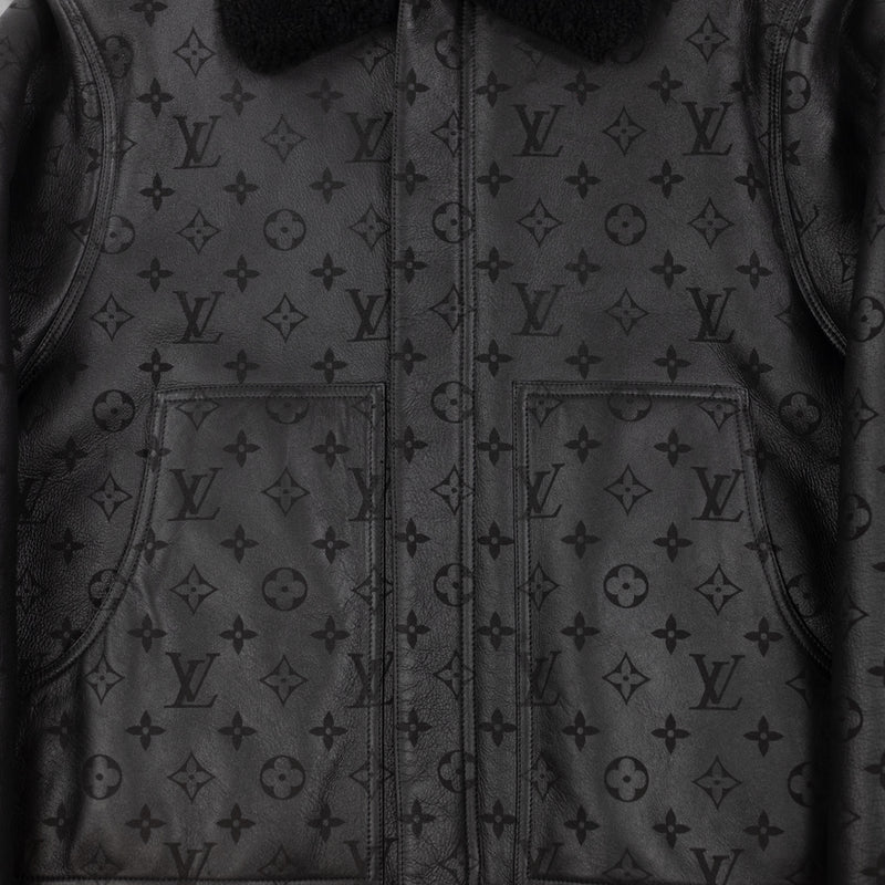 Louis Vuitton Shearling Embossed Monogram Jacket in Black