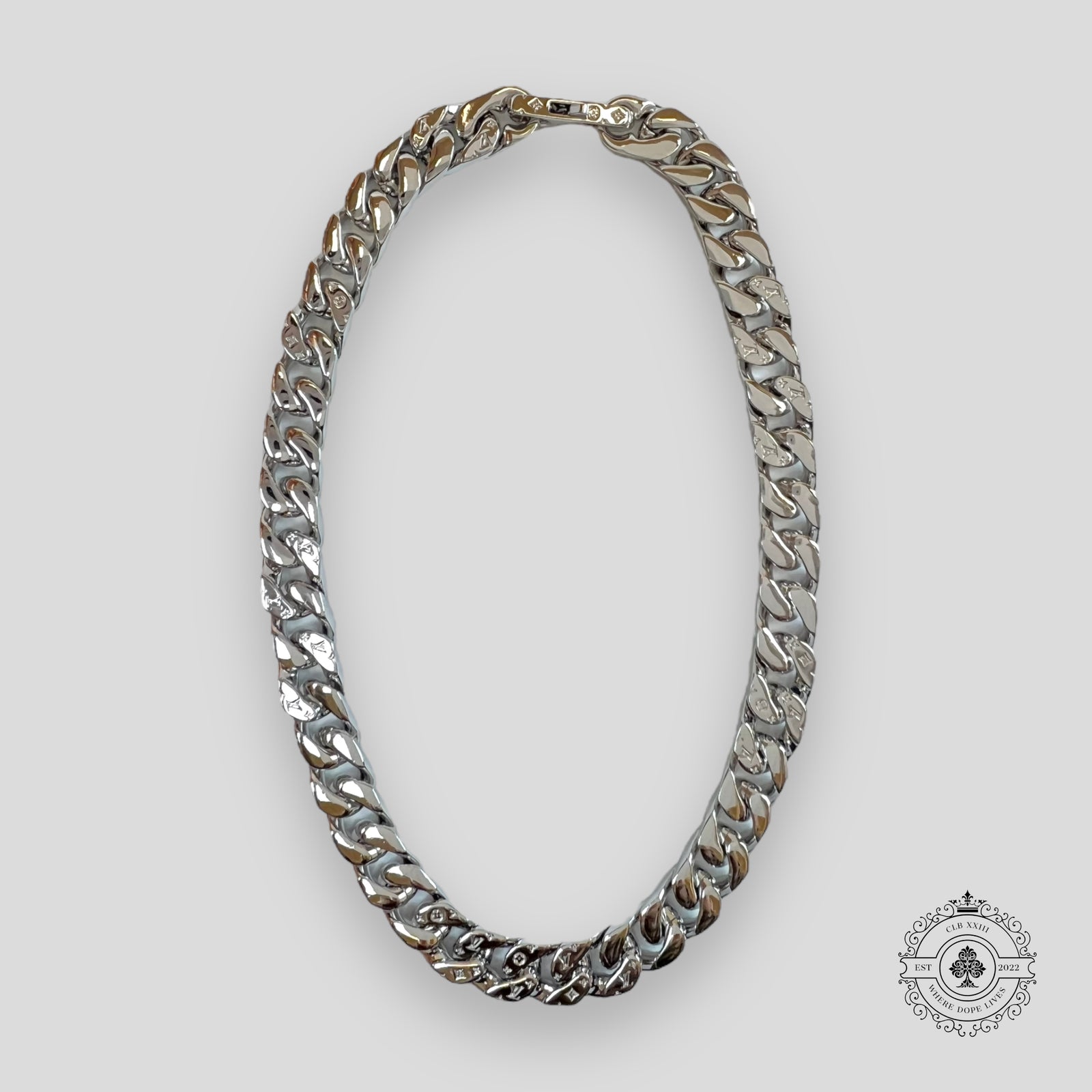 Louis Vuitton Virgil Monogram Chain Link Necklace in Silver