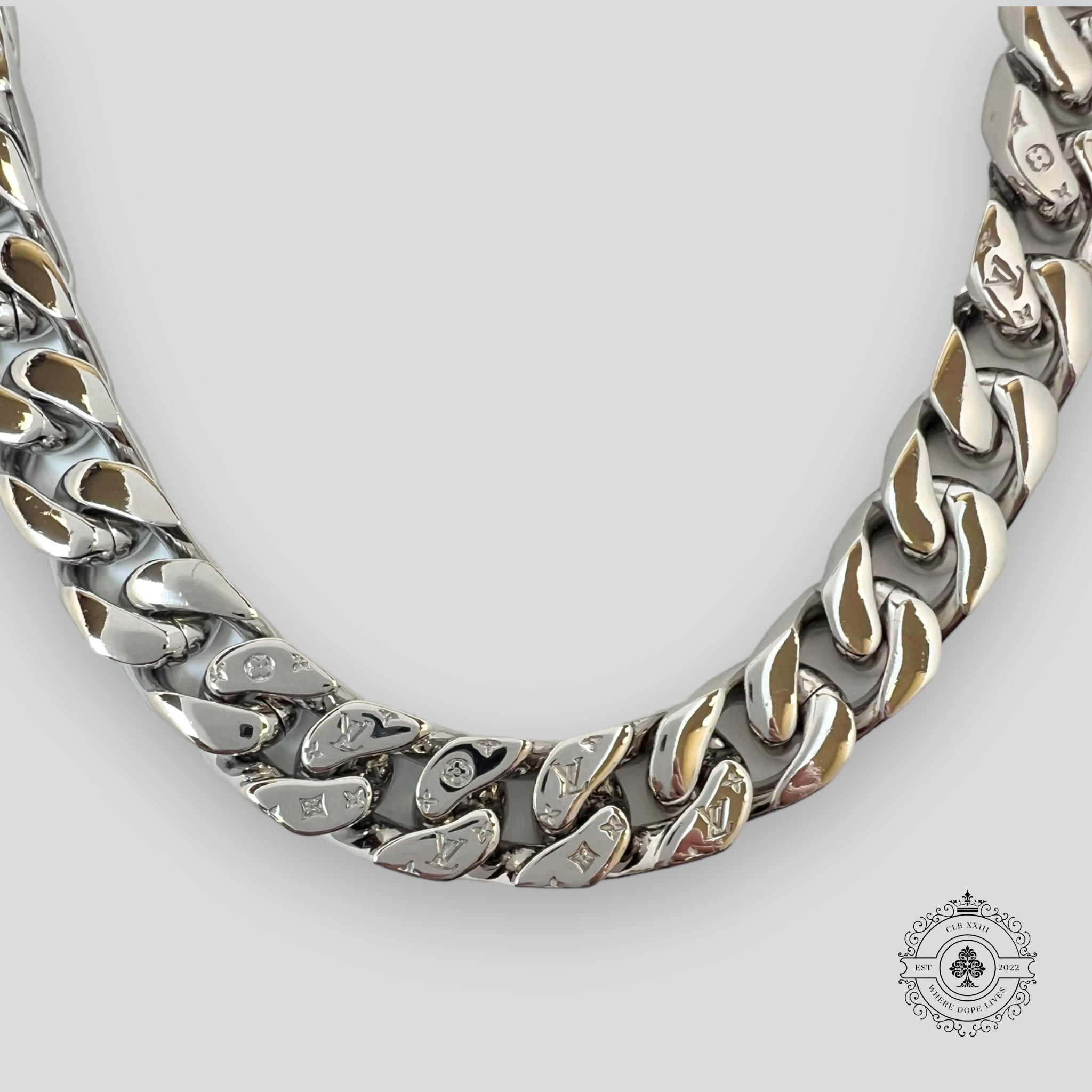 Louis Vuitton Virgil Monogram Chain Link Necklace in Silver