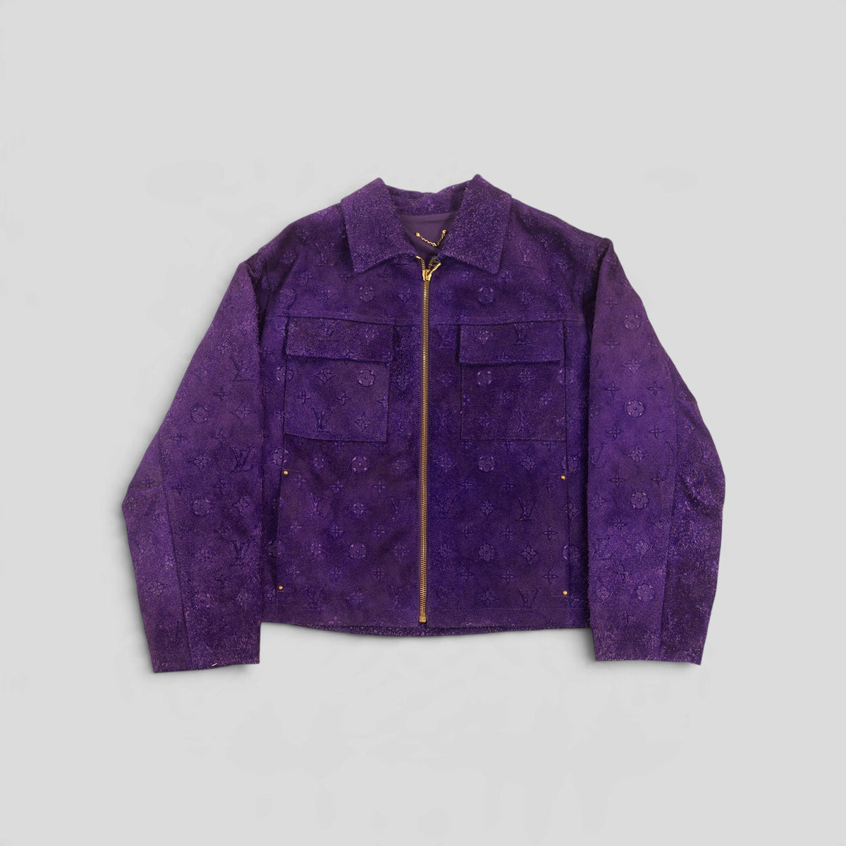 Louis Vuitton Workwear Monogram Embossed Suede Jacket in Purple