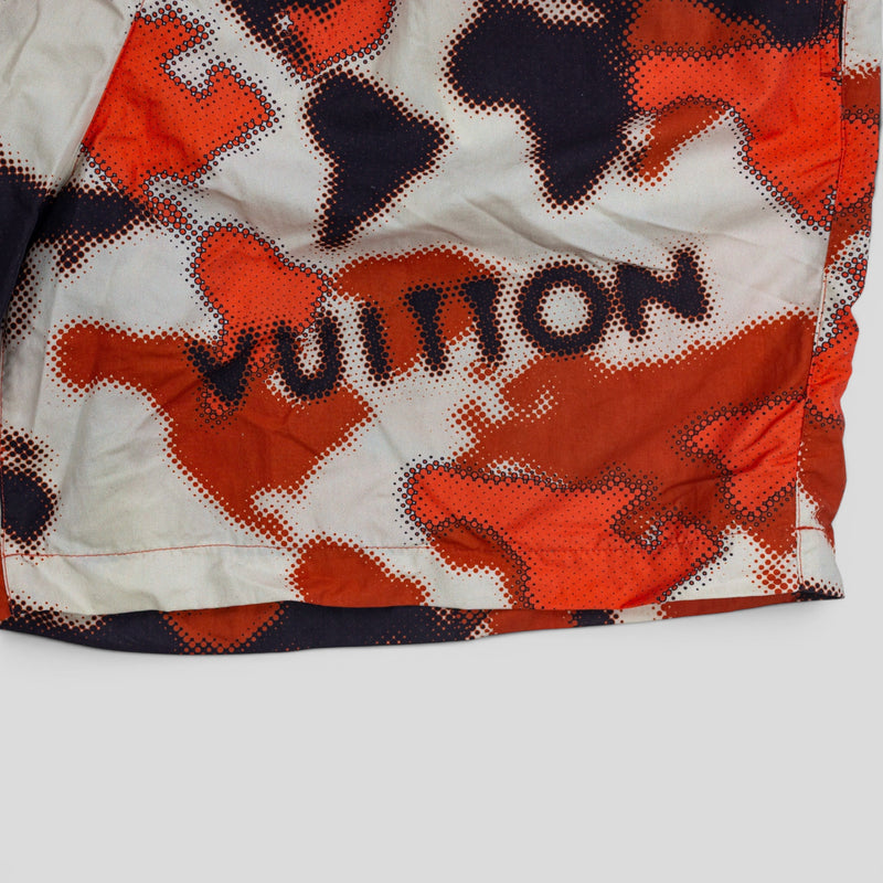 Louis Vuitton World Map Swim Shorts in White/Brown/Orange