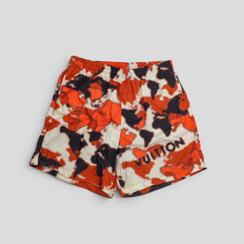 Louis Vuitton World Map Swim Shorts in White/Brown/Orange