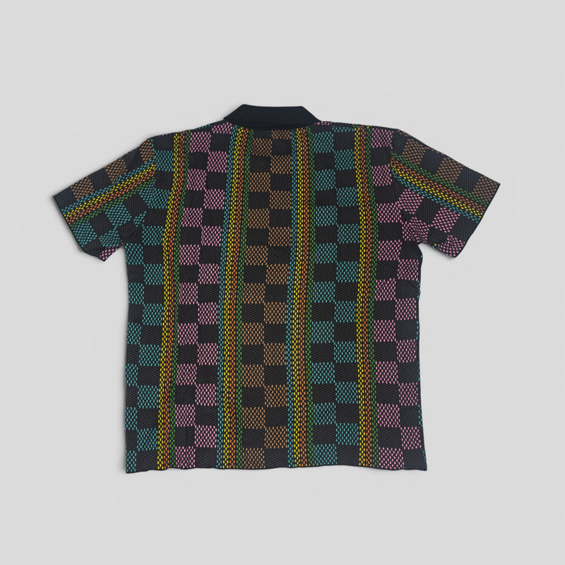 Louis Vuitton Damier Jacquard Pearl-Effect Button Up Knit Shirt