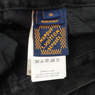 Louis Vuitton Damier Ultrablack Flocked Wide Leg Denim Pants in Black