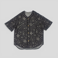 Louis Vuitton Discharged Monogram Baseball Shirt in Black