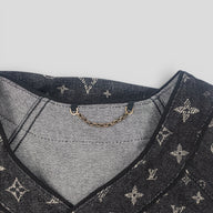 Louis Vuitton Discharged Monogram Baseball Shirt in Black