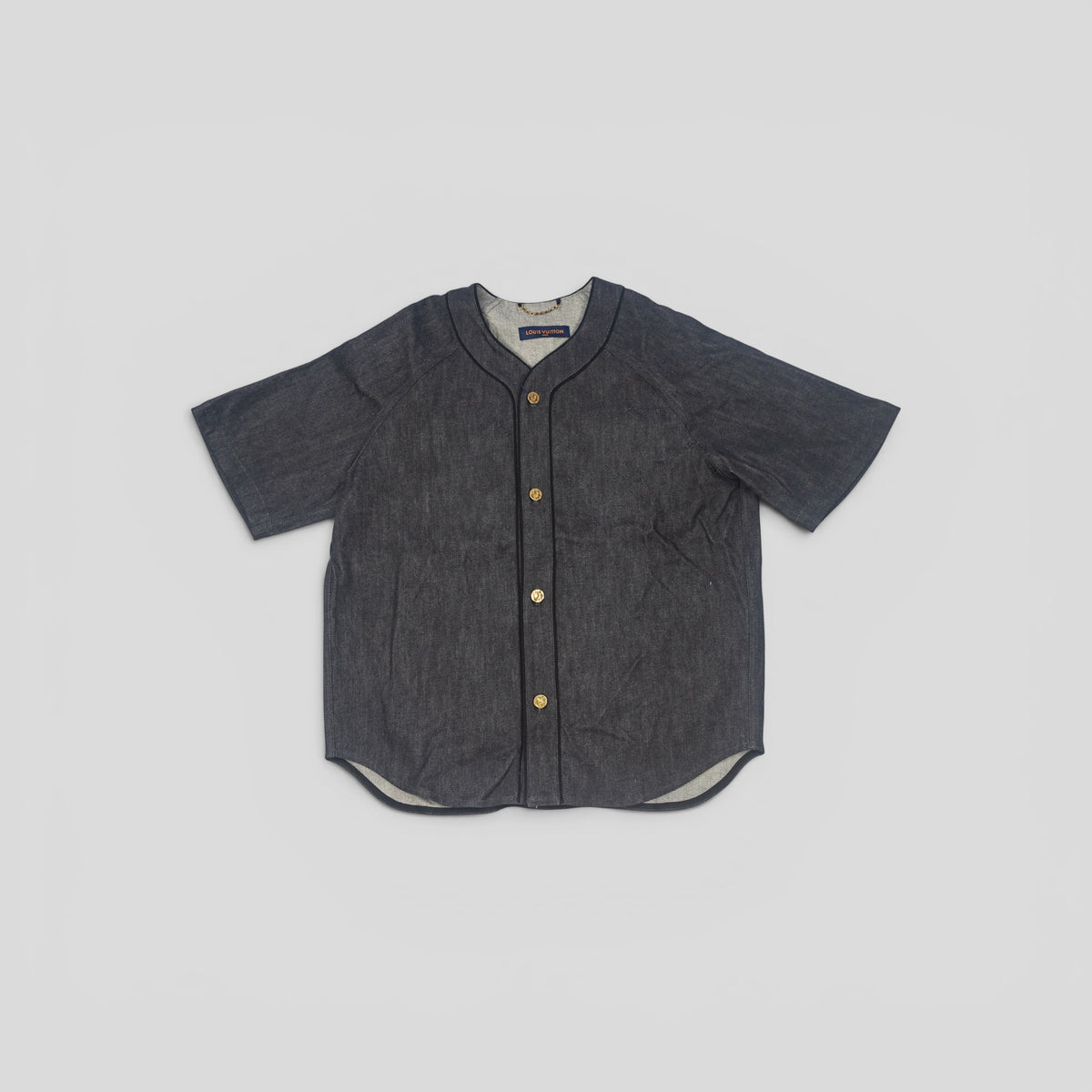 Louis Vuitton Embossed Monogram Baseball Denim Shirt in Black