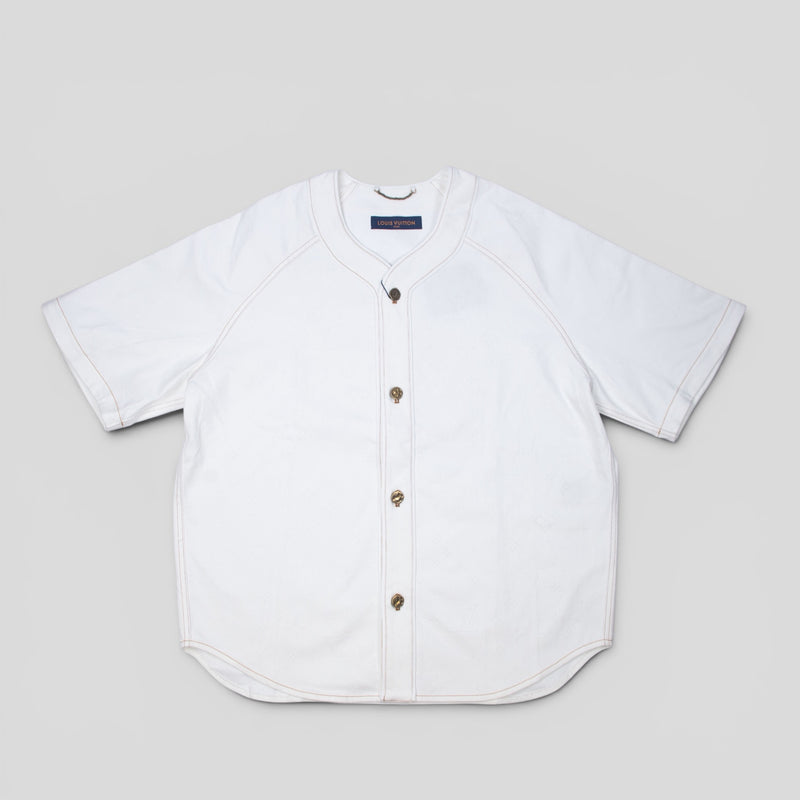 Louis Vuitton Embossed Monogram Baseball Denim Shirt in White