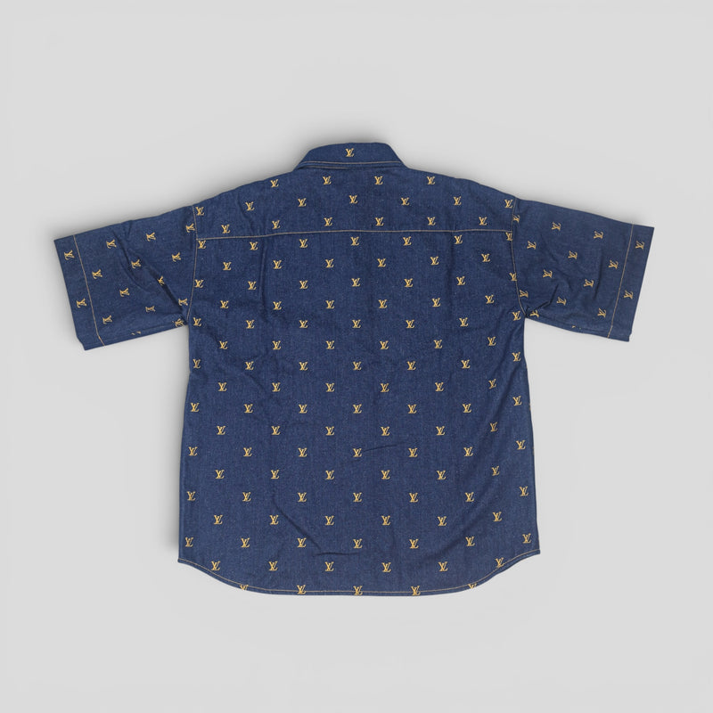 Louis Vuitton LV Embroidered Denim Shirt in Dark Wash