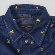 Louis Vuitton LV Embroidered Denim Shirt in Dark Wash