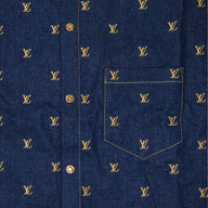 Louis Vuitton LV Embroidered Denim Shirt in Dark Wash