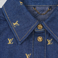 Louis Vuitton LV Embroidered Denim Shirt in Dark Wash