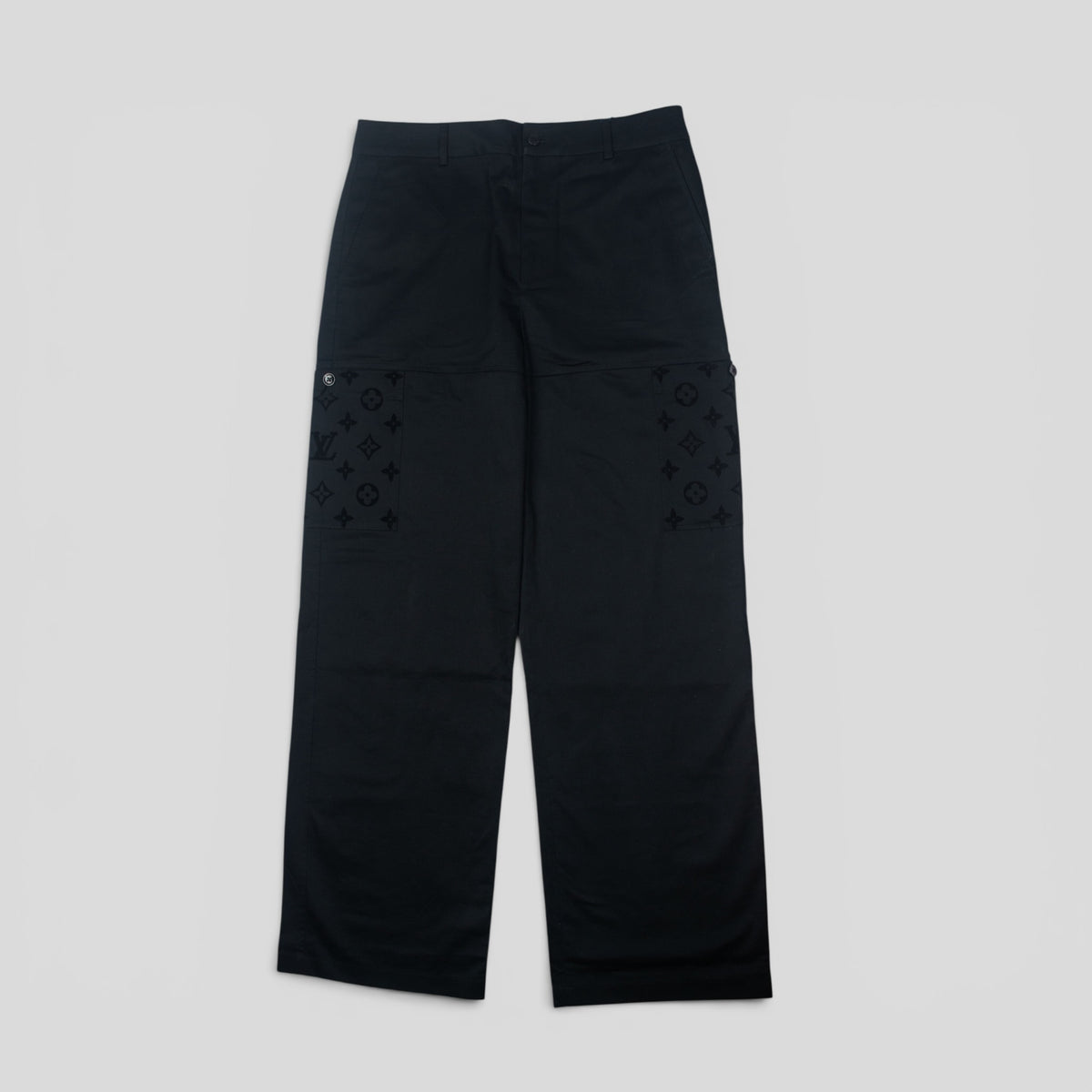 Louis Vuitton Monogram Flocked Cotton Workwear Pants in Black