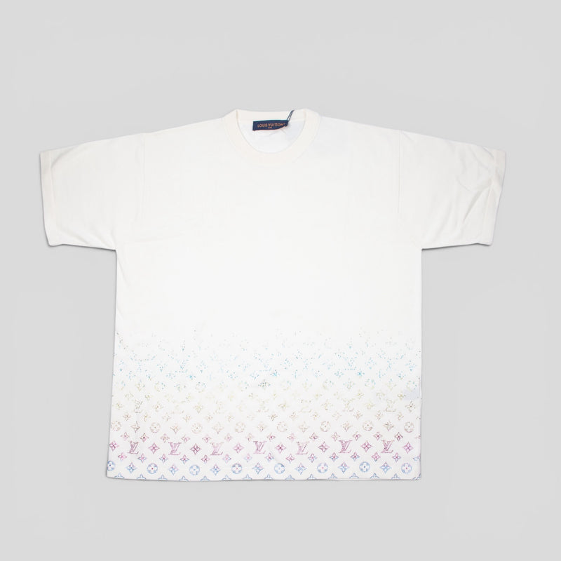 Louis Vuitton Rhinestone Monogram Degrade Tee in White