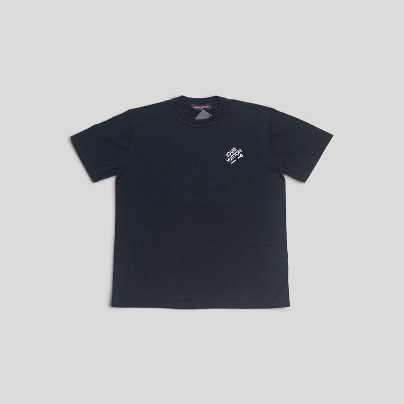 Louis Vuitton Signature Short Sleeve Crewneck Knitwear in Navy Blue
