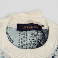 Louis Vuitton Gradient Monogram Bandana Jacquard Crewneck in White/Blue