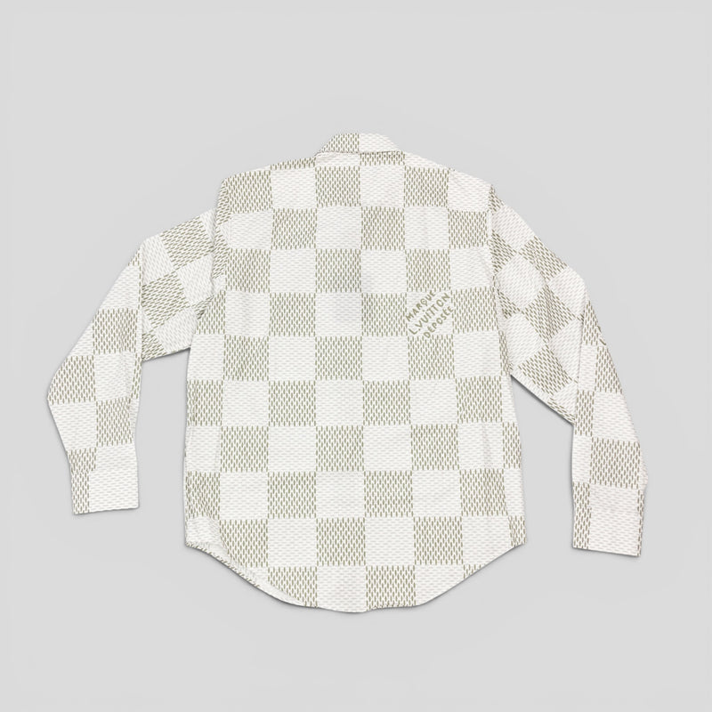 Louis Vuitton Damier Button Up Shirt in White/Grey